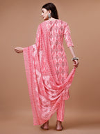 Printed Cotton Kurta With Pant & Dupatta, Multicolor - Hiral Fashion | Grocsy