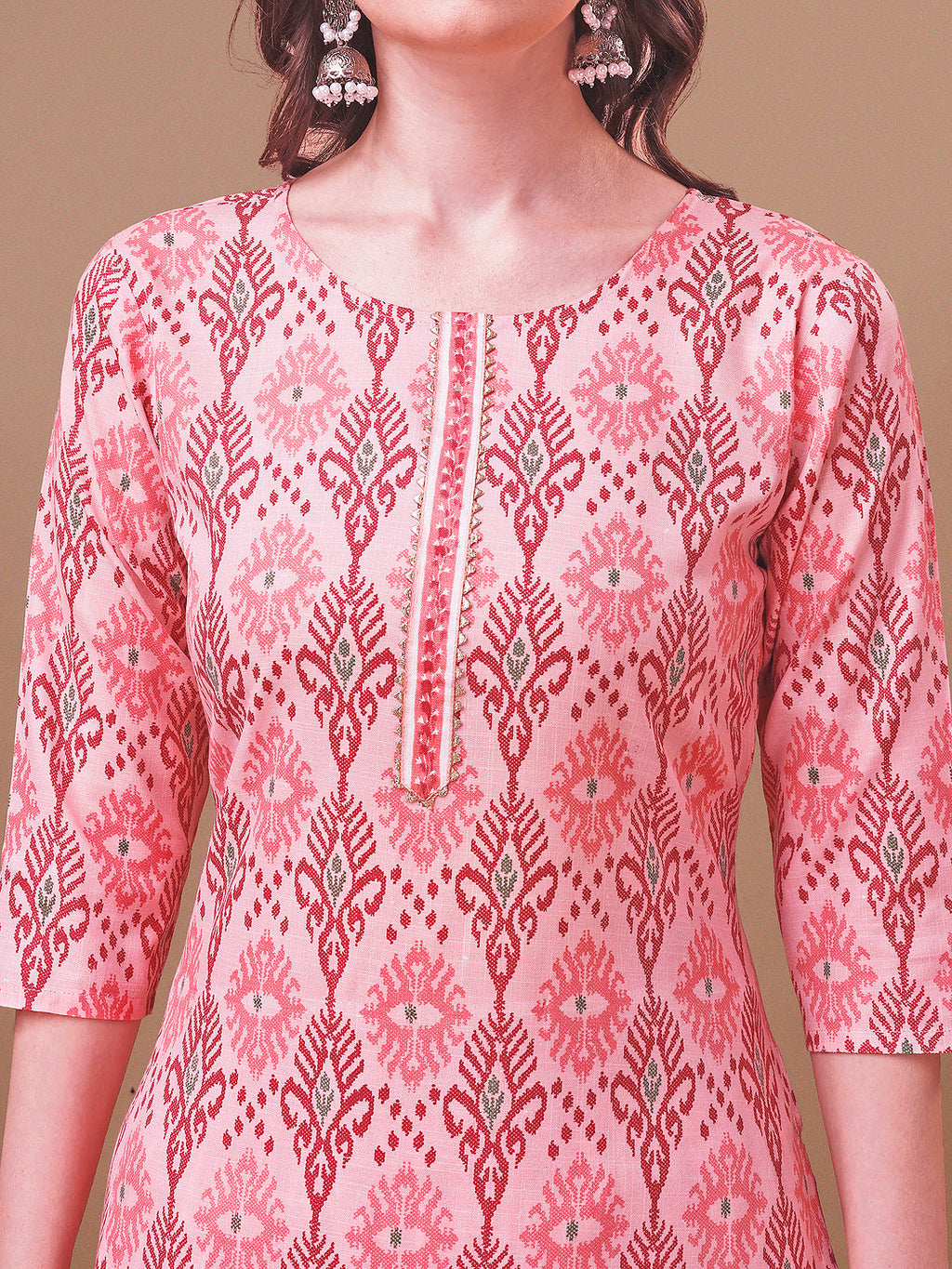 Printed Cotton Kurta With Pant & Dupatta, Multicolor - Hiral Fashion | Grocsy