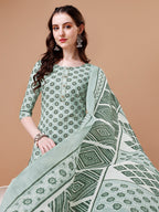 Floral Printed Cotton Kurta With Pant & Dupatta, Multicolor - Hiral Fashion | Grocsy