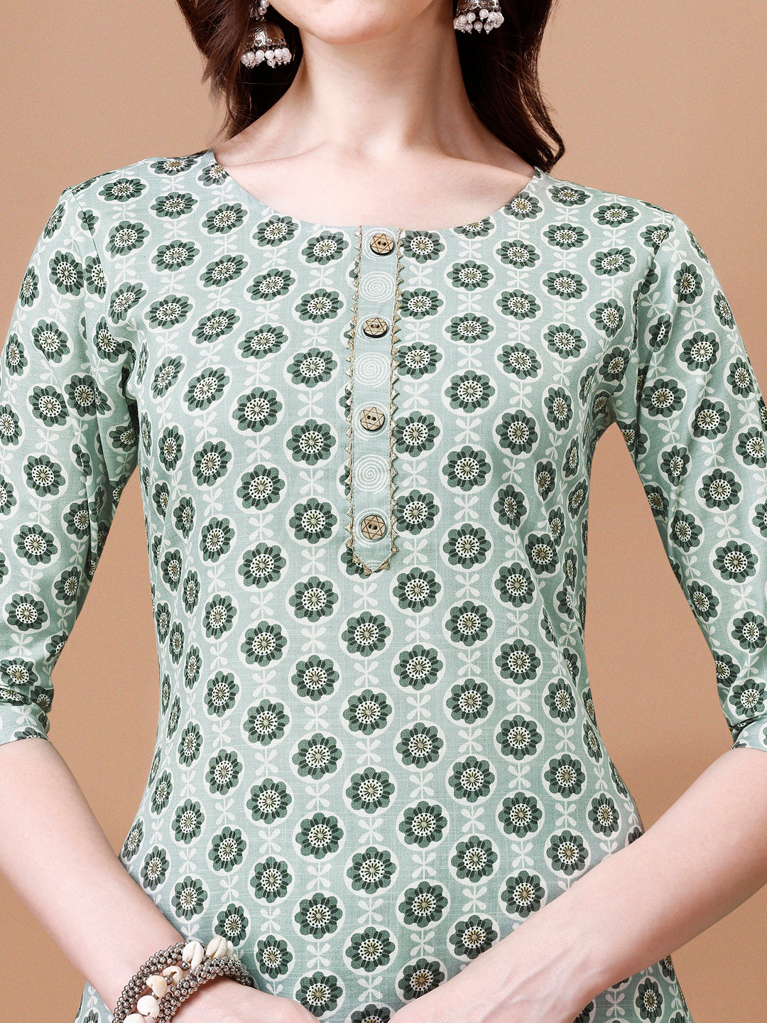 Floral Printed Cotton Kurta With Pant & Dupatta, Multicolor - Hiral Fashion | Grocsy