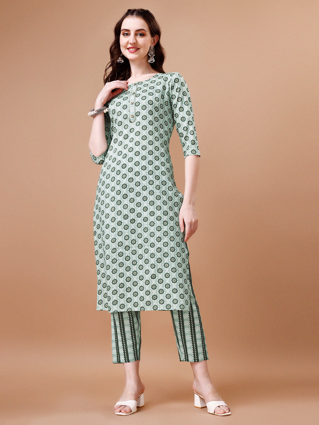 Floral Printed Cotton Kurta With Pant & Dupatta, Multicolor - Hiral Fashion | Grocsy