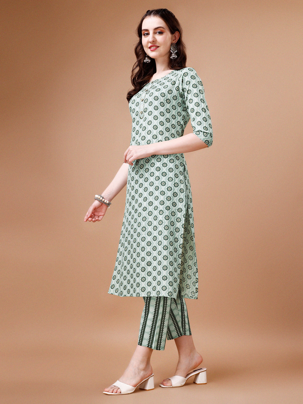 Floral Printed Cotton Kurta With Pant & Dupatta, Multicolor - Hiral Fashion | Grocsy