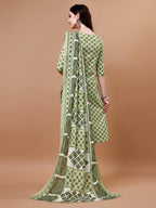 Floral Printed Cotton Kurta With Pant & Dupatta, Multicolor - Hiral Fashion | Grocsy