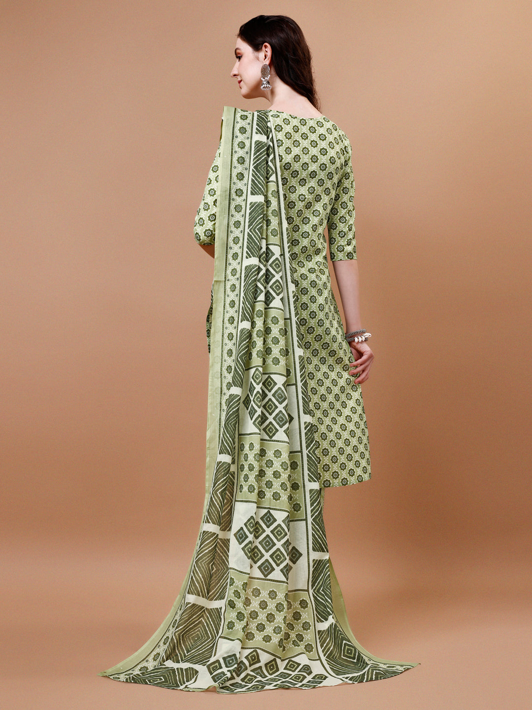 Floral Printed Cotton Kurta With Pant & Dupatta, Multicolor - Hiral Fashion | Grocsy