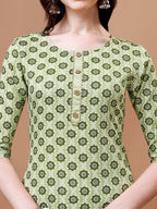 Floral Printed Cotton Kurta With Pant & Dupatta, Multicolor - Hiral Fashion | Grocsy
