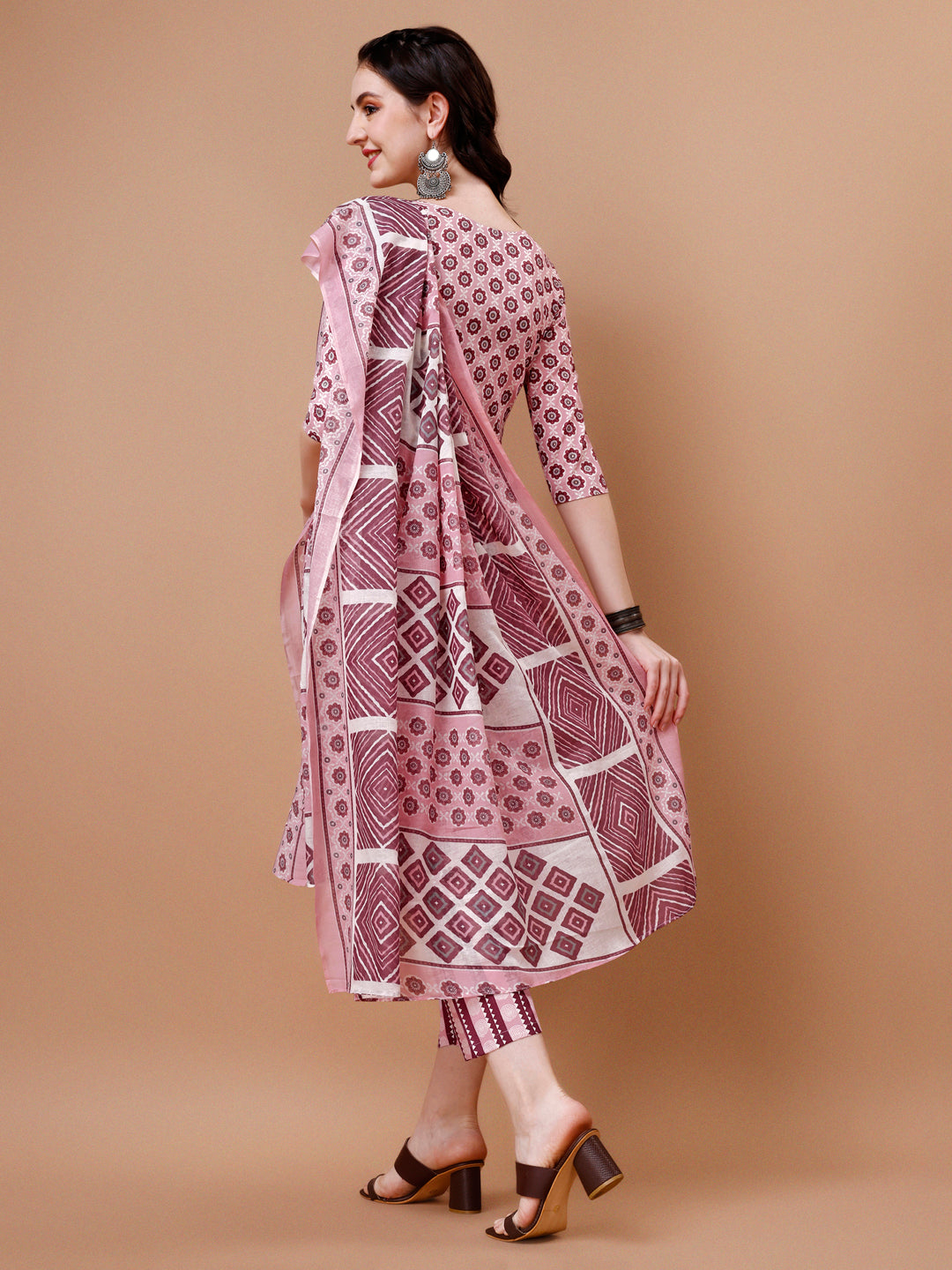Floral Printed Cotton Kurta With Pant & Dupatta, Multicolor - Hiral Fashion | Grocsy