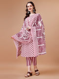 Floral Printed Cotton Kurta With Pant & Dupatta, Multicolor - Hiral Fashion | Grocsy