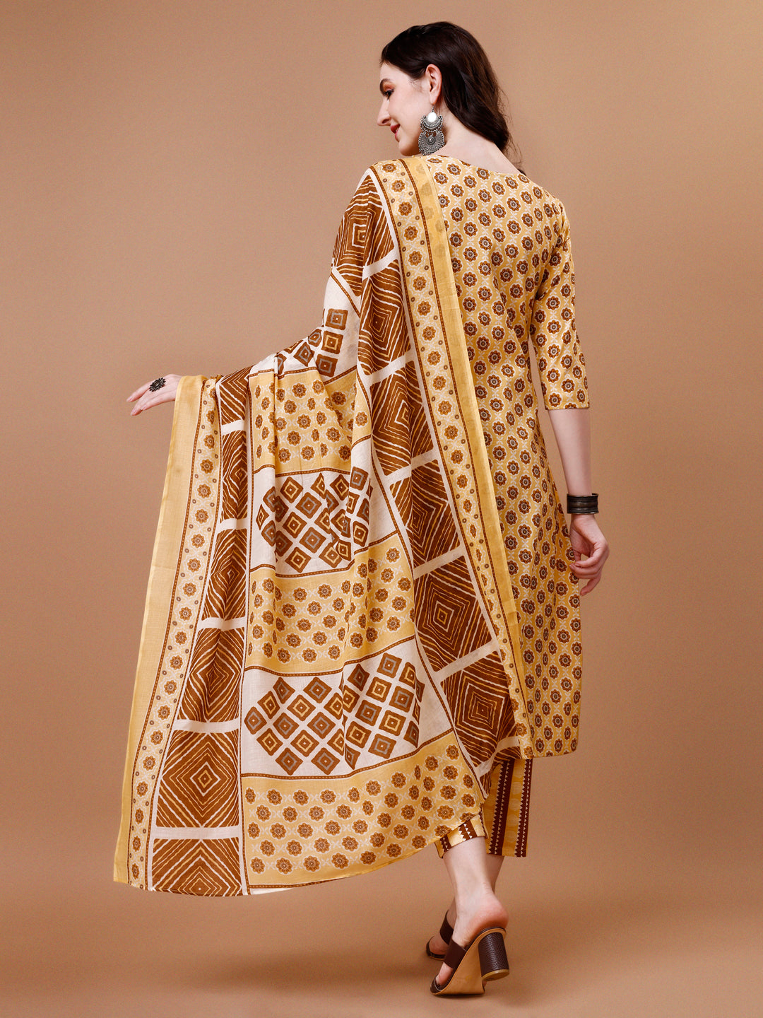Floral Printed Cotton Kurta With Pant & Dupatta, Multicolor - Hiral Fashion | Grocsy