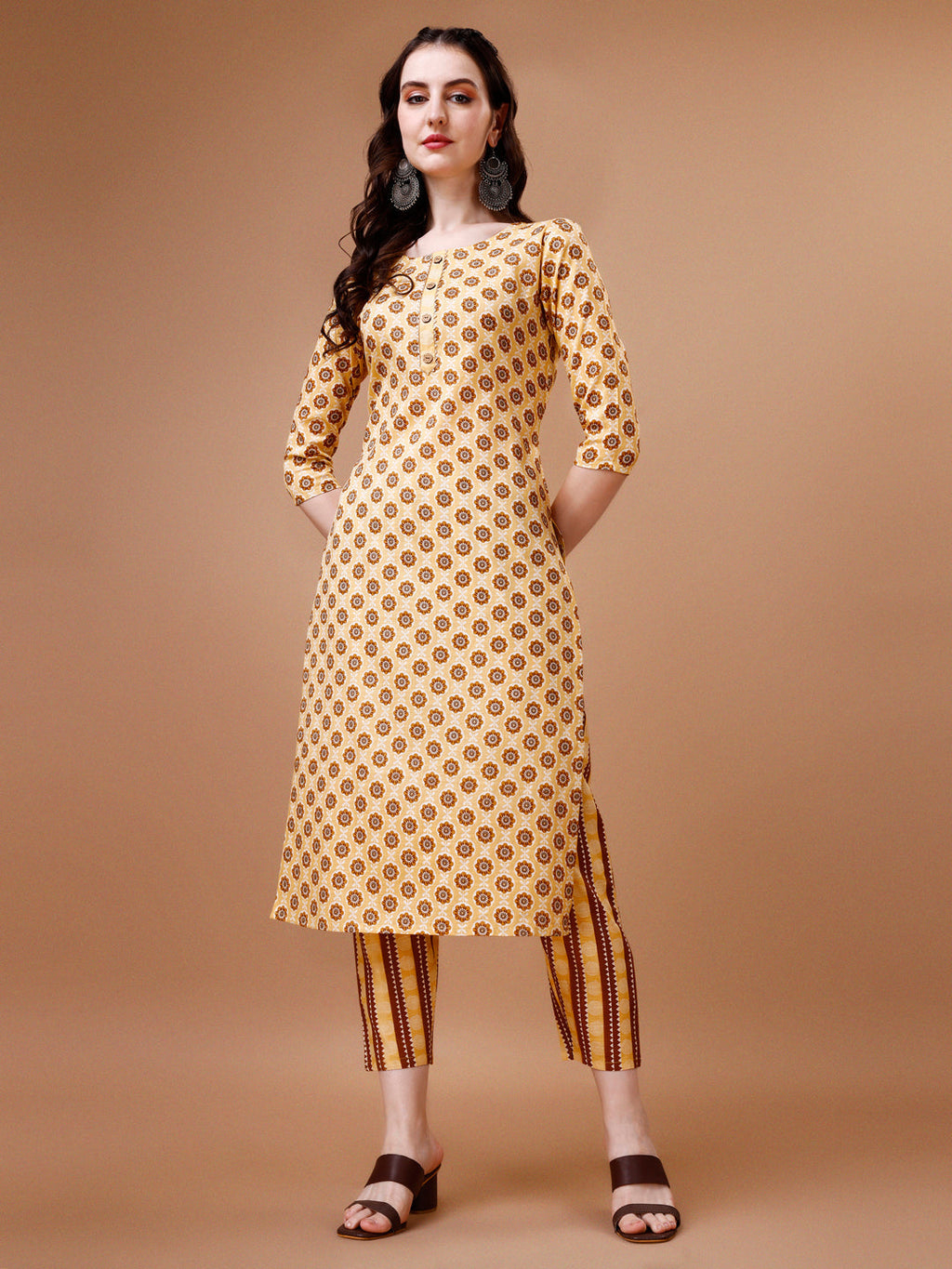 Floral Printed Cotton Kurta With Pant & Dupatta, Multicolor - Hiral Fashion | Grocsy