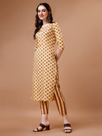 Floral Printed Cotton Kurta With Pant & Dupatta, Multicolor - Hiral Fashion | Grocsy
