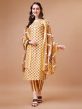 Floral Printed Cotton Kurta With Pant & Dupatta, Multicolor - Hiral Fashion | Grocsy