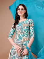 Floral Printed Kurta With Pant & Dupatta, Multicolor - Hiral Fashion | Grocsy