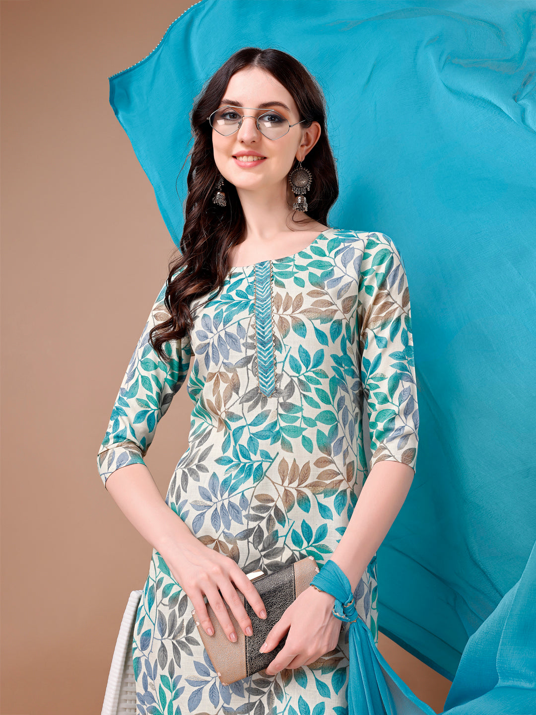 Floral Printed Kurta With Pant & Dupatta, Multicolor - Hiral Fashion | Grocsy