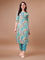 Floral Printed Kurta With Pant & Dupatta, Multicolor - Hiral Fashion | Grocsy