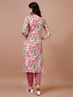 Floral Printed Kurta With Pant & Dupatta, Multicolor - Hiral Fashion | Grocsy