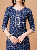 Printed Rayon Kurta With Pant & Dupatta, Multicolor - Hiral Fashion | Grocsy