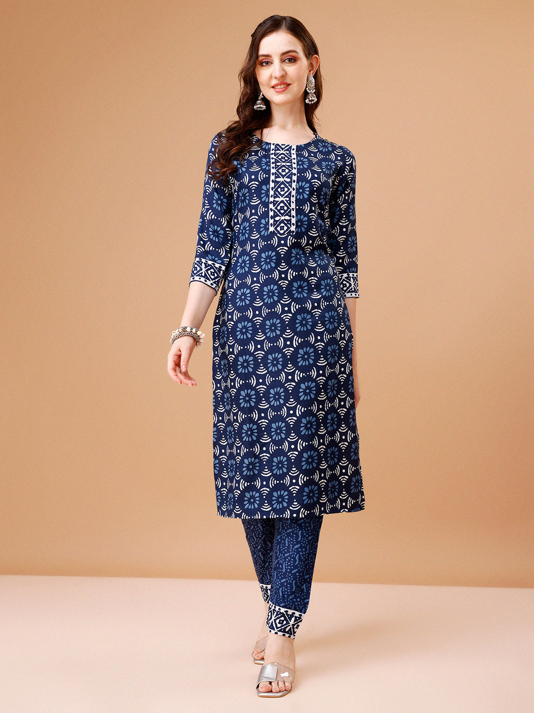 Printed Rayon Kurta With Pant & Dupatta, Multicolor - Hiral Fashion | Grocsy