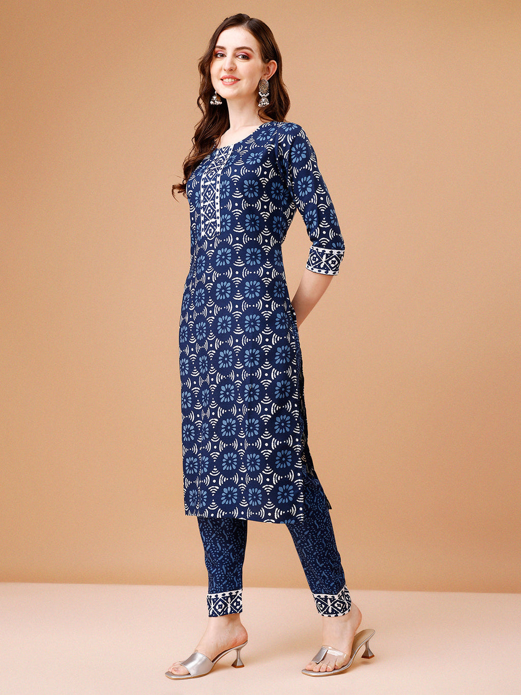 Printed Rayon Kurta With Pant & Dupatta, Multicolor - Hiral Fashion | Grocsy
