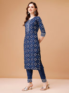 Printed Rayon Kurta With Pant & Dupatta, Multicolor - Hiral Fashion | Grocsy