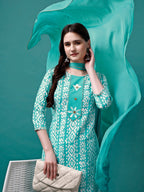 Bandhani Printed Cotton Kurta With Pant & Dupatta, Multicolor - Hiral Fashion | Grocsy