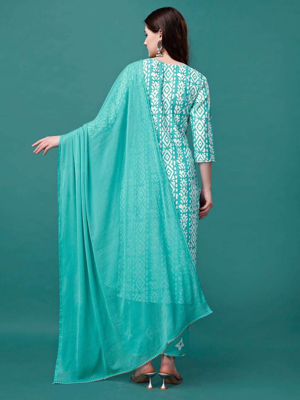 Bandhani Printed Cotton Kurta With Pant & Dupatta, Multicolor - Hiral Fashion | Grocsy