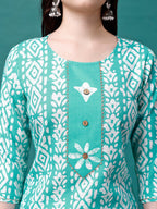 Bandhani Printed Cotton Kurta With Pant & Dupatta, Multicolor - Hiral Fashion | Grocsy