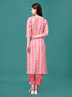 Bandhani Printed Cotton Kurta With Pant & Dupatta, Multicolor - Hiral Fashion | Grocsy