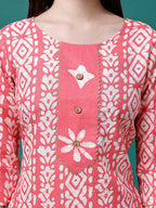 Bandhani Printed Cotton Kurta With Pant & Dupatta, Multicolor - Hiral Fashion | Grocsy
