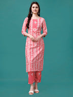 Bandhani Printed Cotton Kurta With Pant & Dupatta, Multicolor - Hiral Fashion | Grocsy