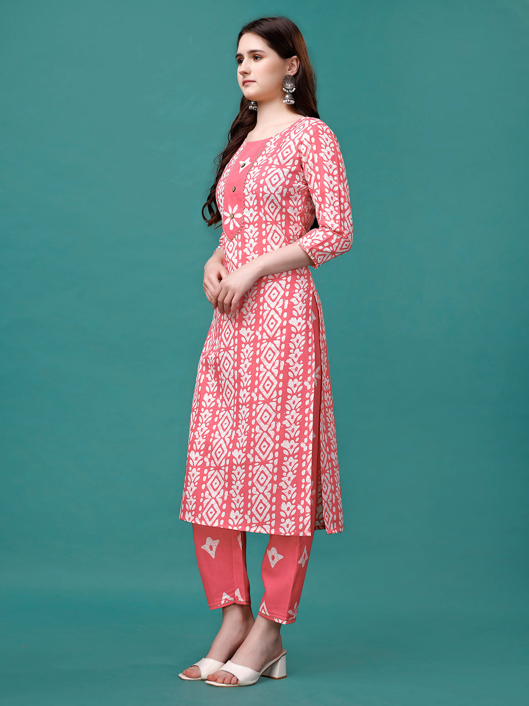 Bandhani Printed Cotton Kurta With Pant & Dupatta, Multicolor - Hiral Fashion | Grocsy