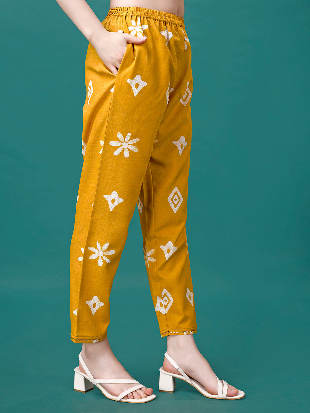 Bandhani Printed Cotton Kurta With Pant & Dupatta, Multicolor - Hiral Fashion | Grocsy