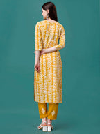 Bandhani Printed Cotton Kurta With Pant & Dupatta, Multicolor - Hiral Fashion | Grocsy