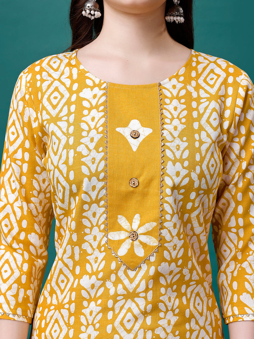 Bandhani Printed Cotton Kurta With Pant & Dupatta, Multicolor - Hiral Fashion | Grocsy