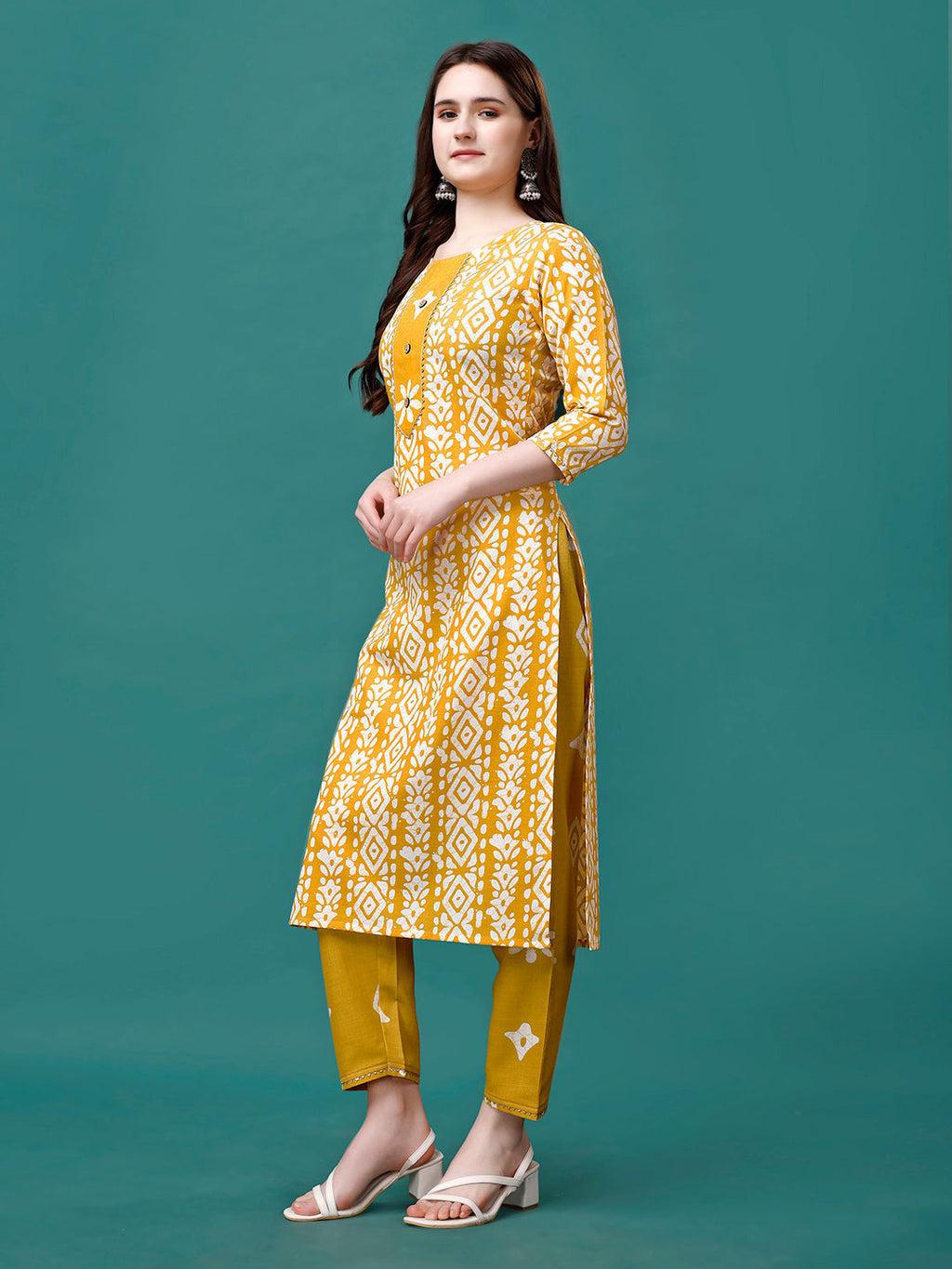 Bandhani Printed Cotton Kurta With Pant & Dupatta, Multicolor - Hiral Fashion | Grocsy