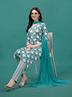 Floral Printed Casual Wear Kurta With Pant & Dupatta, Multicolor - Hiral Fashion | Grocsy