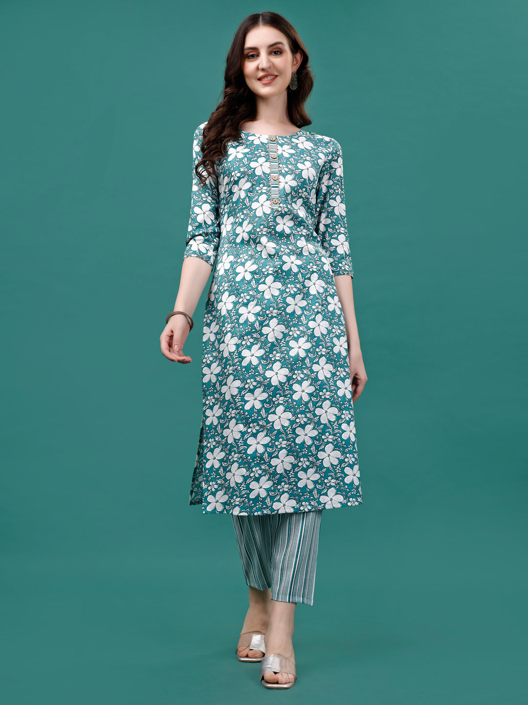 Floral Printed Casual Wear Kurta With Pant & Dupatta, Multicolor - Hiral Fashion | Grocsy
