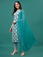 Floral Printed Casual Wear Kurta With Pant & Dupatta, Multicolor - Hiral Fashion | Grocsy
