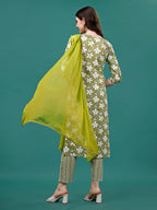 Floral Printed Casual Wear Kurta With Pant & Dupatta, Multicolor - Hiral Fashion | Grocsy