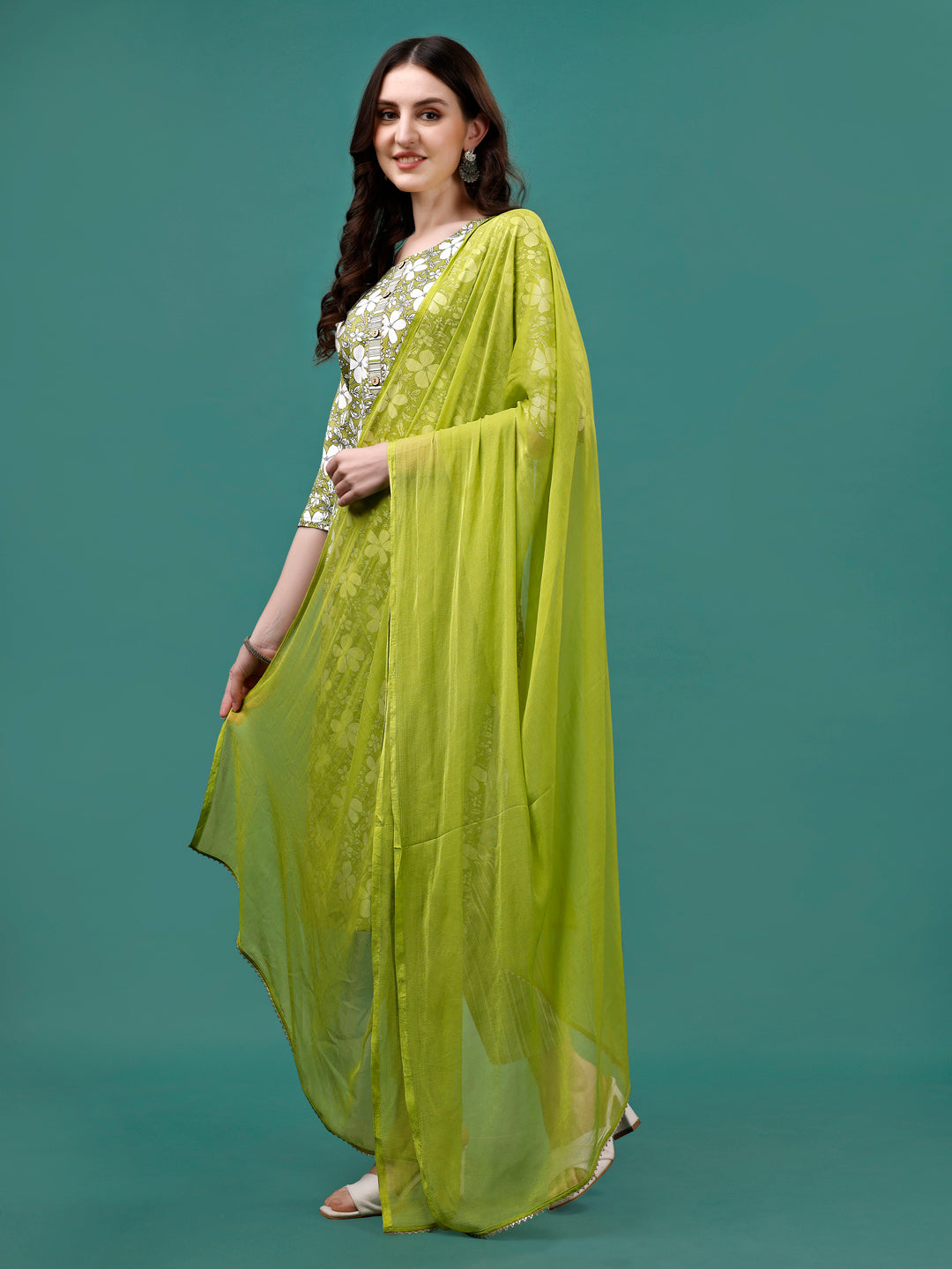 Floral Printed Casual Wear Kurta With Pant & Dupatta, Multicolor - Hiral Fashion | Grocsy