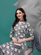 Floral Printed Casual Wear Kurta With Pant & Dupatta, Multicolor - Hiral Fashion | Grocsy