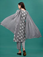 Floral Printed Casual Wear Kurta With Pant & Dupatta, Multicolor - Hiral Fashion | Grocsy