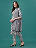 Floral Printed Casual Wear Kurta With Pant & Dupatta, Multicolor - Hiral Fashion | Grocsy