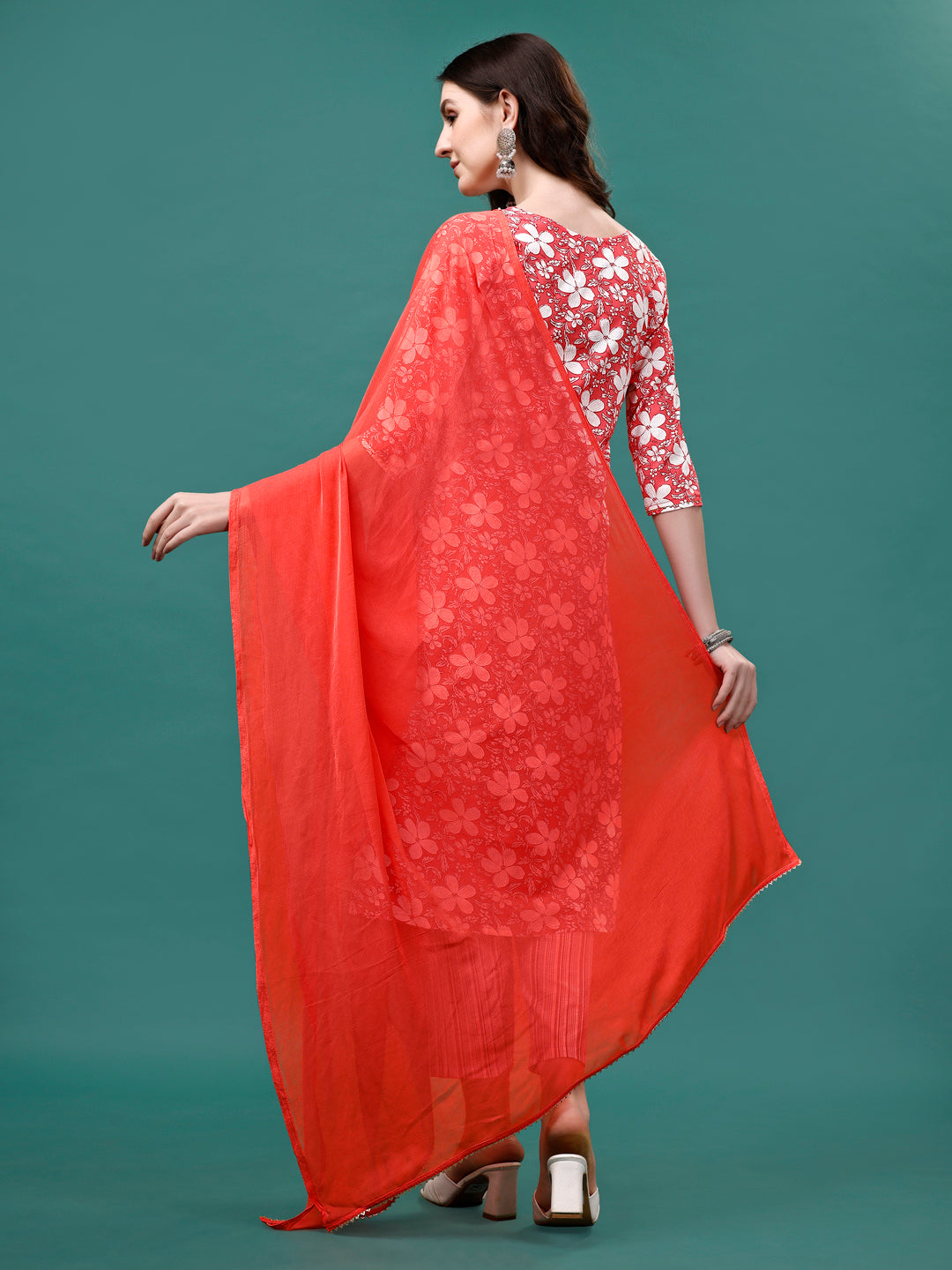 Floral Printed Casual Wear Kurta With Pant & Dupatta, Multicolor - Hiral Fashion | Grocsy