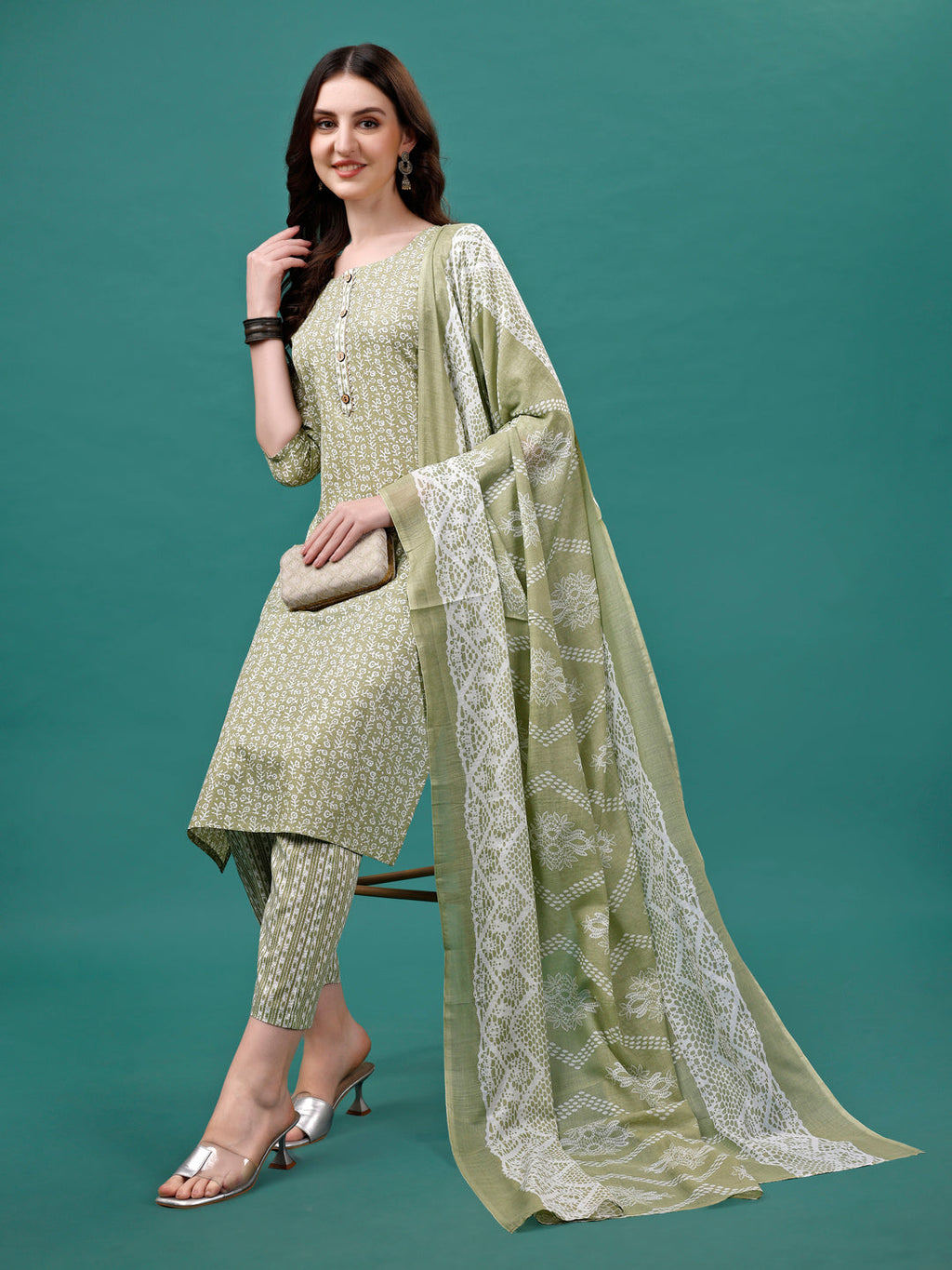 Floral Printed Casual Wear Kurta With Pant & Dupatta, Multicolor - Hiral Fashion | Grocsy