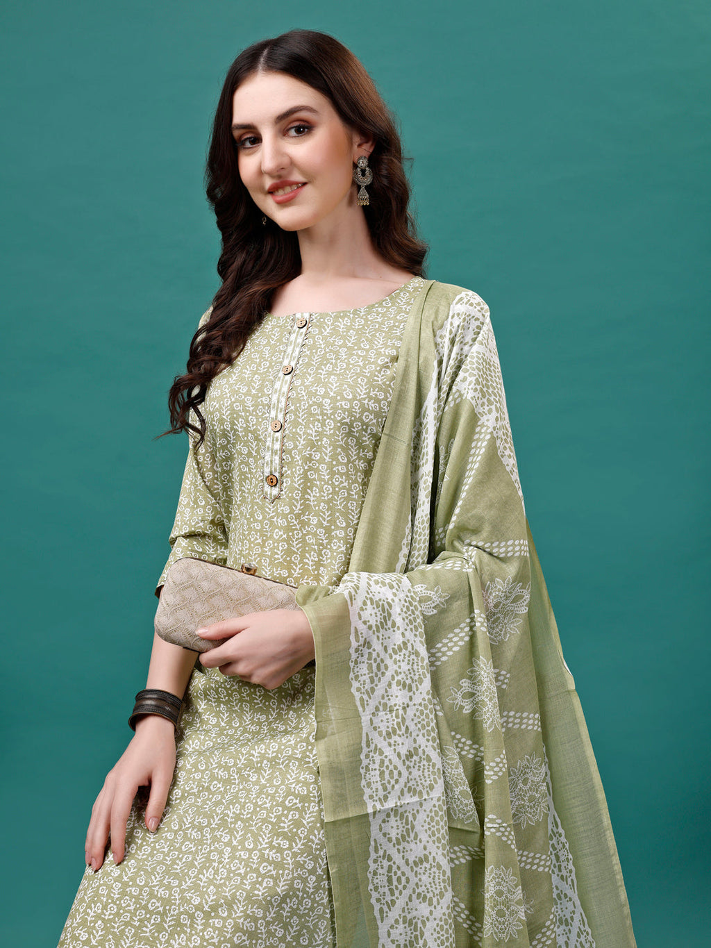 Floral Printed Casual Wear Kurta With Pant & Dupatta, Multicolor - Hiral Fashion | Grocsy