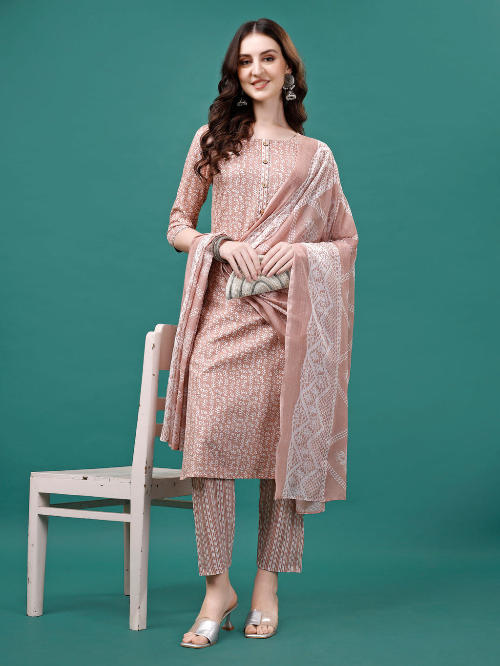 Floral Printed Casual Wear Kurta With Pant & Dupatta, Multicolor - Hiral Fashion | Grocsy