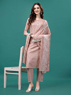 Floral Printed Casual Wear Kurta With Pant & Dupatta, Multicolor - Hiral Fashion | Grocsy