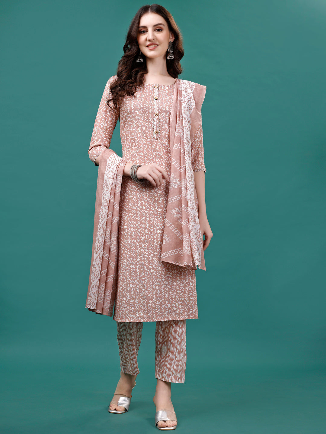 Floral Printed Casual Wear Kurta With Pant & Dupatta, Multicolor - Hiral Fashion | Grocsy