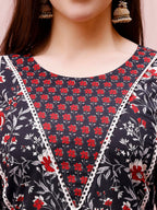 Floral Printed Kurta With Pant & Dupatta, Multicolor - Hiral Fashion | Grocsy