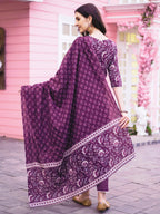 Floral Printed Kurta With Pant & Dupatta, Multicolor - Hiral Fashion | Grocsy